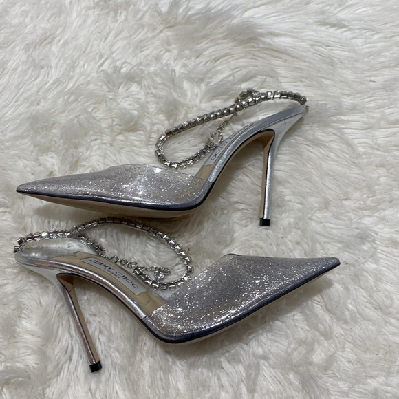 Jimmy Choo Saeda 100 glittered plexi‎ pumps size 39EU - Picture 4 of 13